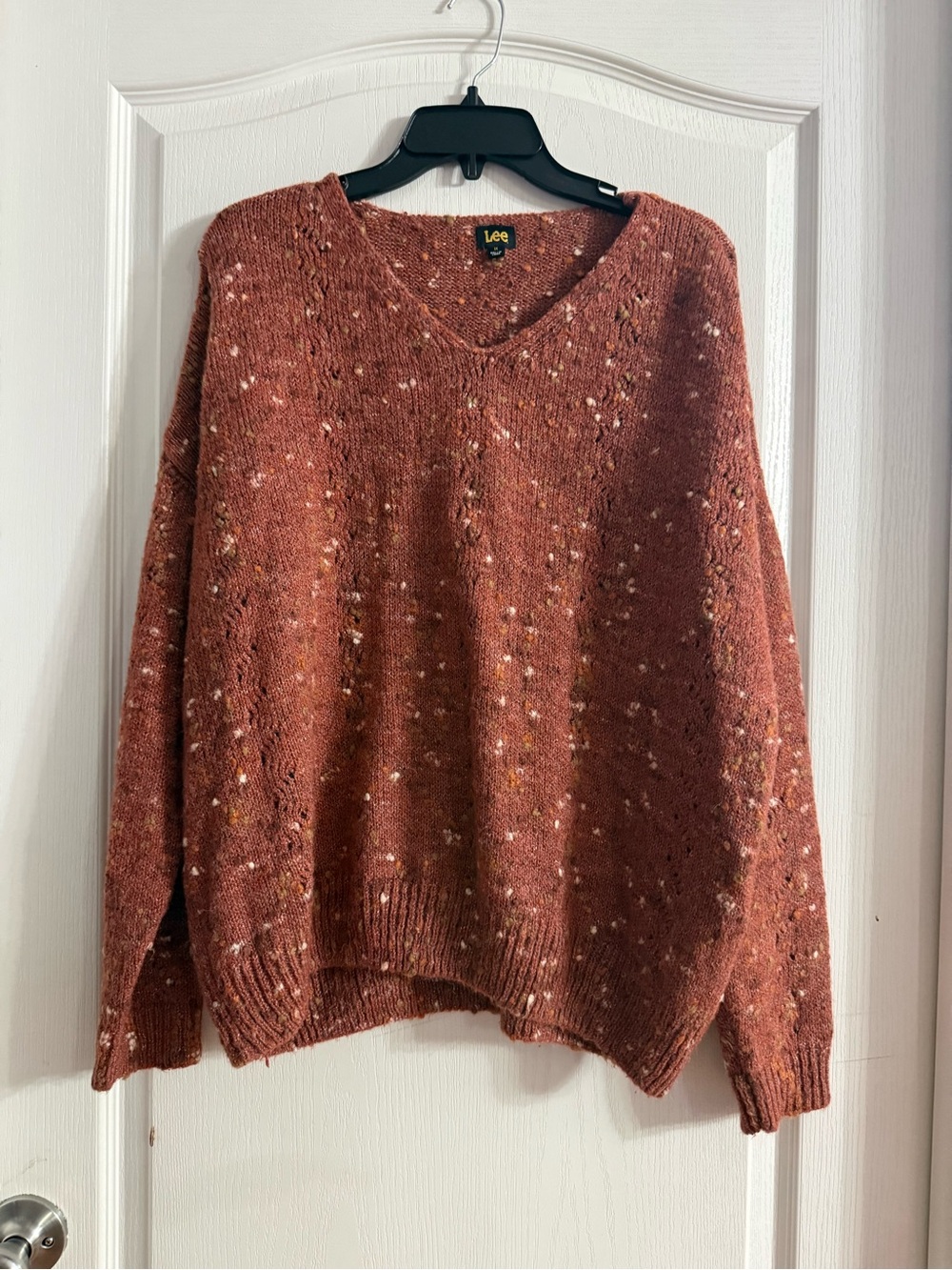 Lee Burnt Orange Speckled Knit Textured Sweater Sz 1X. AG-247